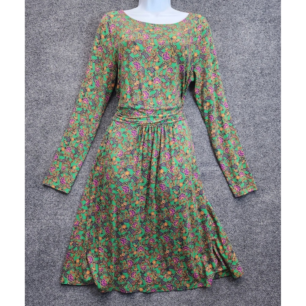 Boden Women's Green Paisley Floral Jersey Fit & Flare Boho Cottagecore Dress 10R